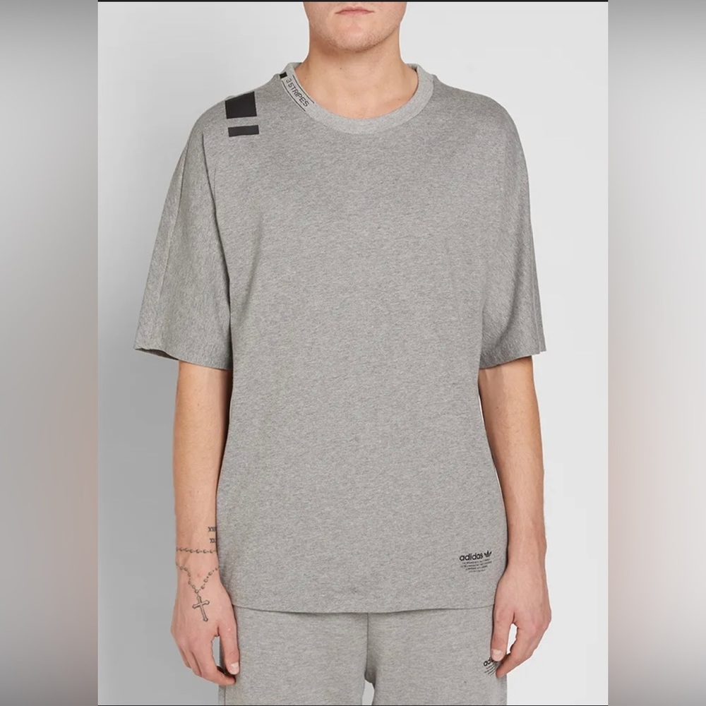 Adidas Grey 3-Stripes Logo T-Shirt